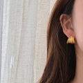 Brushed Layered C Stud Earrings In Gold And Silver view 2
