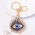 Rhinestone Evil Eye Teardrop Keychain Gold Tone Metal Charm view 6