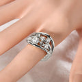 Gold Silver Multi Band Swirl Clear CZ Finger Rings view 3