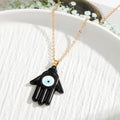 Gold Tone Hamsa Evil Eye Pendant Necklaces in Nine Colors view 7