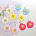 Glitter Acrylic Daisy Flower Drop Earrings 5 Colors view 1