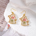 Rabbit Outline Pressed Flower Resin Earrings Gold Frame 6 Styles view 6