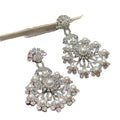 Pearl Crystal Snowflake Dangle Earrings In Two Tones view 5