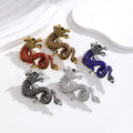 Black Gold Tone Dragon Crystal Five Designs Metal Brooch Pin view 4