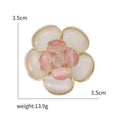 Layered Camellia Brooch With Smooth Oval Center Stone view 5