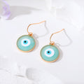 Gold Tone Round Resin Evil Eye Hook Earrings in Six Colors view 7