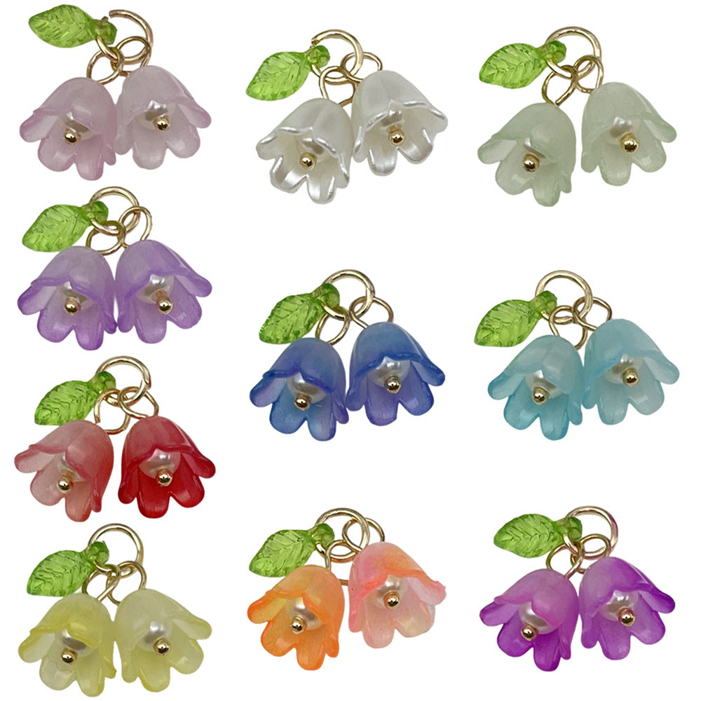 Acrylic 3D Lily of the Valley Flower Charm Pendant for DIY Earrings Necklace