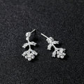 Black Silver Tone Crystal Leaf Vine Metal Necklace and Earring Set view 4