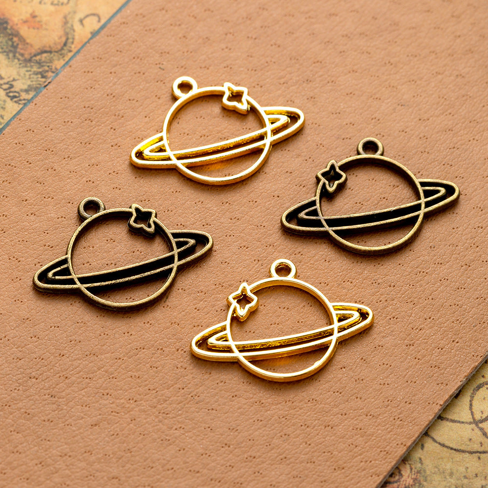 25x19mm Alloy Saturn Planet Charm Pendant for DIY Jewelry