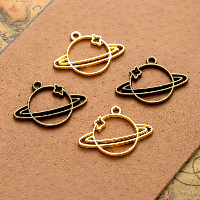 25x19mm Alloy Saturn Planet Charm Pendant for DIY Jewelry