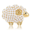 Pearl and Crystal Sheep Metal Brooch in Four Finishes view 5