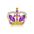 Purple Gold Tone Crown Metal Brooch Pin for Jackets and Lapels view 1