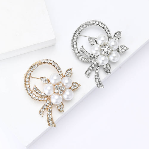 Crystal Flower Spray brooch angled display showing the raised details