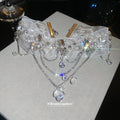 White Lace Choker Necklace with Crystals and Draped Chains view 4