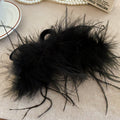 Black Feather Hair Claw With Sheer Fabric Loops And Loose Strands view 6