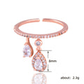 Open Adjustable Thin Band Teardrop Dangle Ring Three Metal Tones view 5