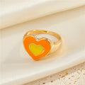 Gold Tone Enamel Heart and Yin Yang Adjustable Rings in Five Designs view 8