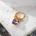 Gold Tone Faceted Crystal Butterfly Multi Ring Hoop Earrings view 2