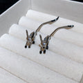 Silver Fox Front Back Stud Earrings with Reflective Details view 1