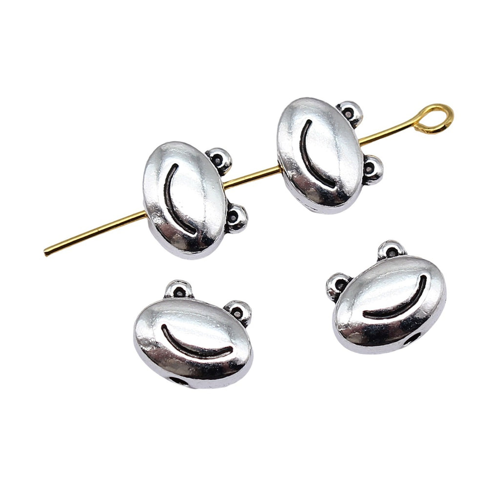10.3x8.3x4.7mm 1.3g Antique Silver Zinc Alloy Cute Frog Head Spacer Beads for Bracelet Necklace Making