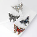 Filigree Crystal Butterfly Brooch Red Blue Black Clear view 1