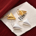 Brushed Triangular Drop Hoop Earrings In Two Finishes view 1