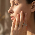 Twisted and Plain Double Band Open Rings in Two Finishes view 4