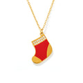 Red Enamel Christmas Stocking Pendant Necklace Gold Chain view 5