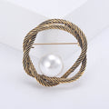 Twisted Circle Brooch With Faux Pearl Accent for Jackets Scarves and Lapels view 6