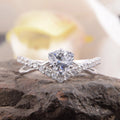 Silver Tone Double Band Triangle Center Clear Stone Ring view 1