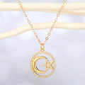 Gold Tone Filigree Bird and Moon Star Round Pendant Necklaces view 3