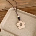 Woven Pendant Brown Cord Long Necklace Three Shapes view 8