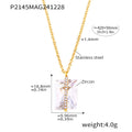 Large Rectangle Zircon Pendant Necklaces Gold Steel Red White view 8