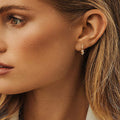 Gold Tone Geometric Triangle Clear Stone Hoop Earrings view 3