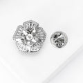 Silver Tone Crystal Flower Brooch With Layered Petals view 4