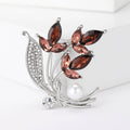 Crystal Floral Sprig Brooch in 2 Color Styles Metal Pin view 6