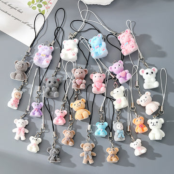 Flocked Mini Bear and Animal Phone Charms in Twelve Styles