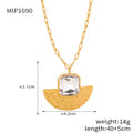 Gold Textured Fan Glass Stone Necklace And Stud Earrings view 7