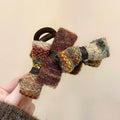 Brown Mixed Tweed Bow Large Hair Claw Clip Coffee Tone view 6