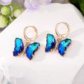 Gold Tone Faceted Crystal Butterfly Huggie Drop Earrings in Seven Colors view 8