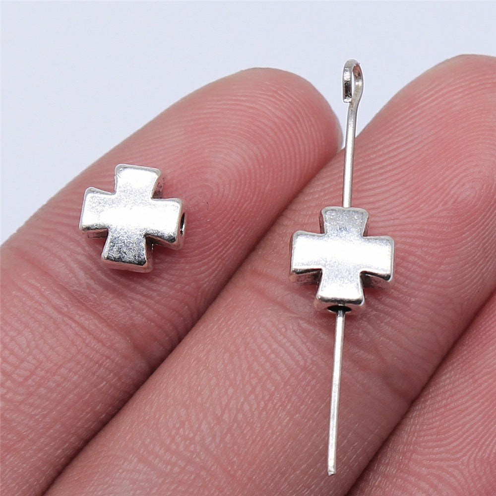 8x8mm 0.8g Multicolor Zinc Alloy Cross Spacer Beads for Bracelet Necklace DIY Jewelry Making