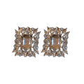 Clear Rectangle Crystal Halo Earrings And Five Row Pearl Like Necklace view 5