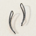 Curved Ear Climber Earrings In Three Polished Metal Tones view 3