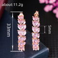 Rose Gold Pink Heart Faceted Stone Large Hoop Earrings view 4