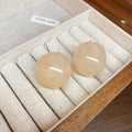 Translucent Round Resin Stud Earrings in Cream and Green view 6