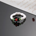 Faux Pearl Beaded Crystal Flower Stretch Rings in Eight Colors view 7