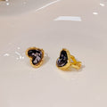 Gold Rim Shell Look Heart Clip and Stud Earrings in Two Colors view 3