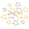 Open Star Stainless Steel Charms in Gold and Steel Tones view 1