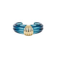 Resin Open Cuff Bracelet Gold Shell Accent Four Colors view 5