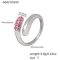 Open Bypass Rhinestone Tip Ring Pink Green White Tones view 6